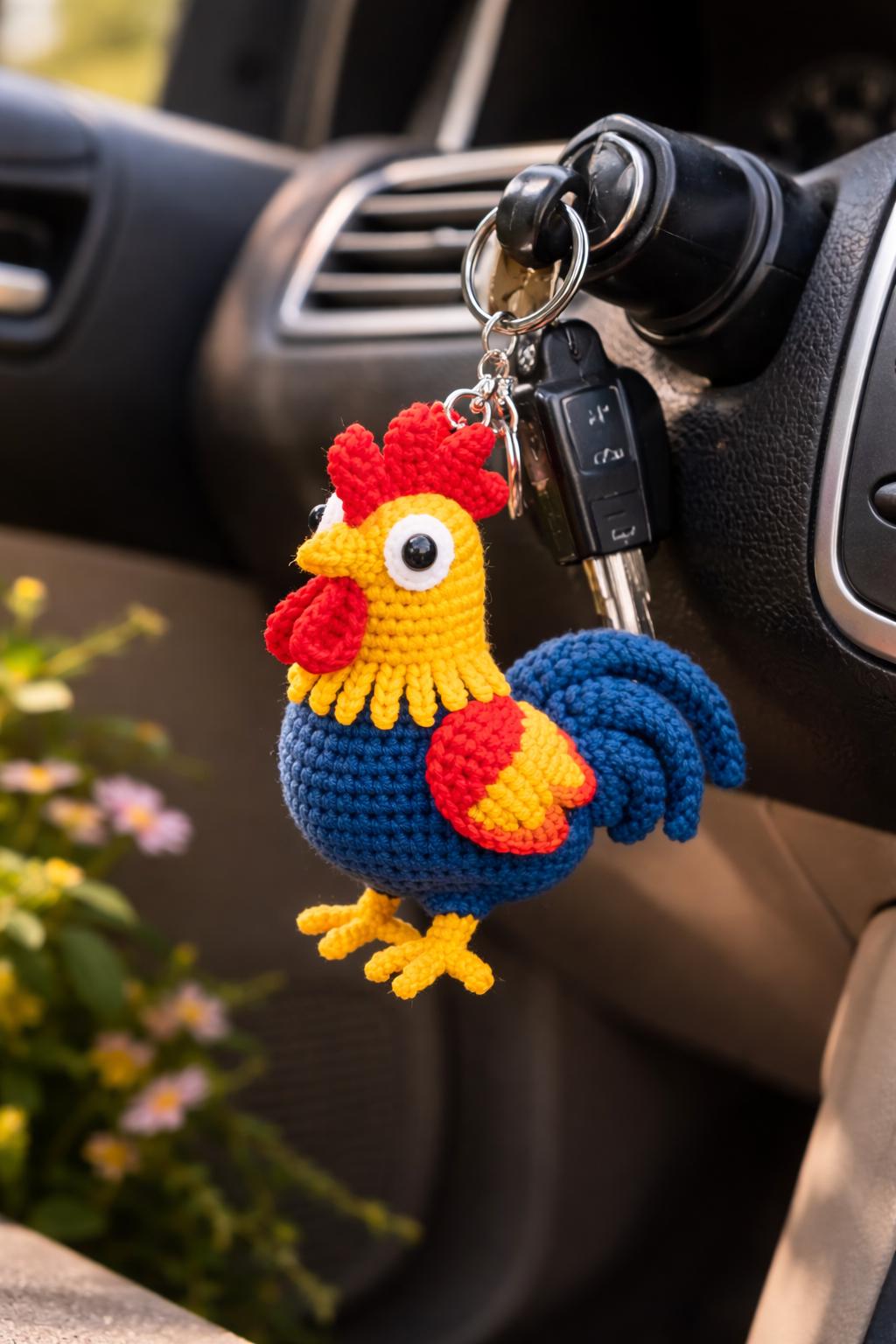 39 Rooster Crochet Patterns to Add Farmhouse Charm to Your Home Decor 26 Crochet Rooster Keychain Amigurumi Farm Animal Charm Mini