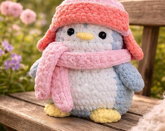 Crochet Penguin Pattern PDF | Chunky Amigurumi Penguin Plush | Beginner Friendly Winter Toy | Plushie with Hat & Scarf