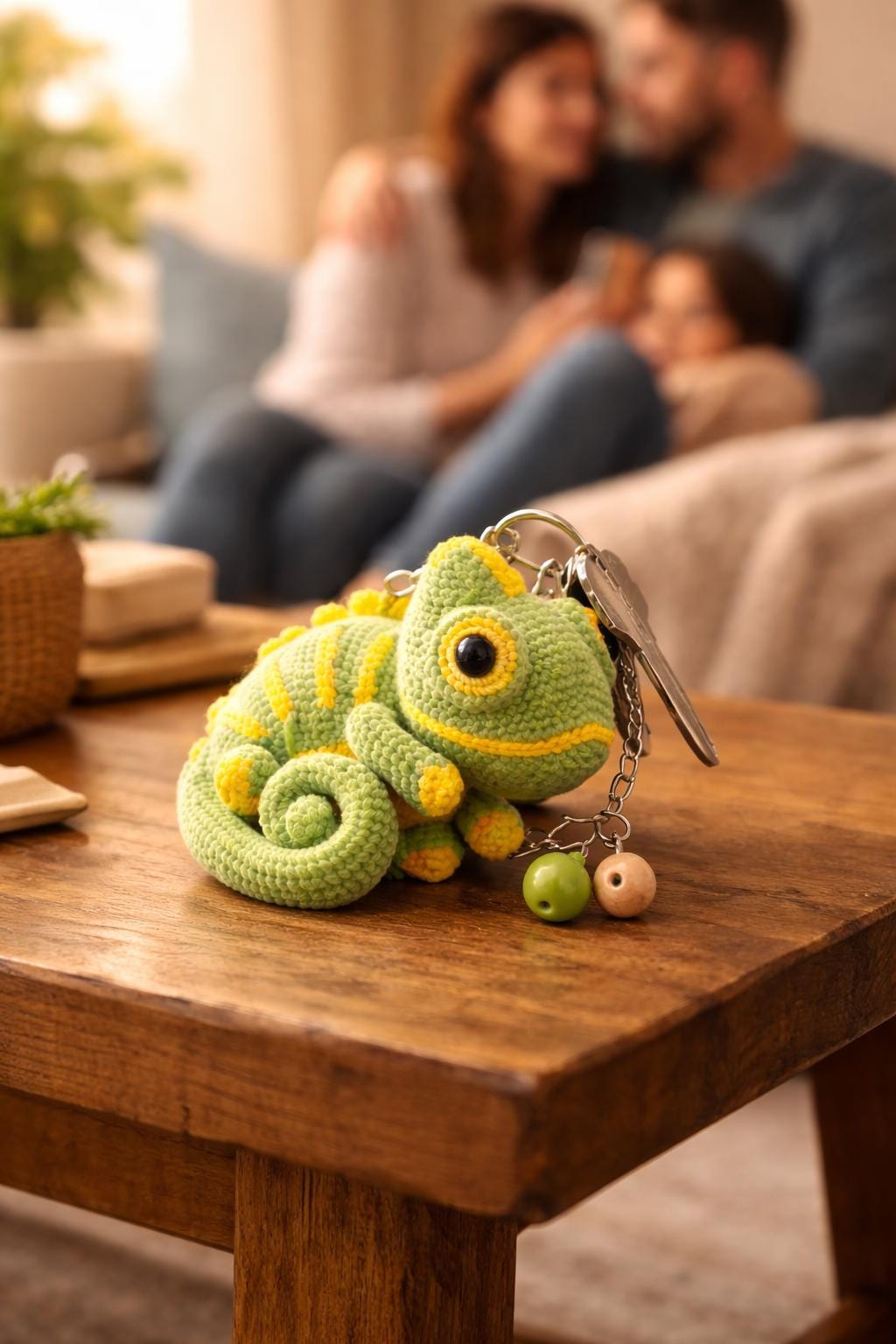 Crochet Chameleon Keychain Amigurumi Lizard Bag Charm
