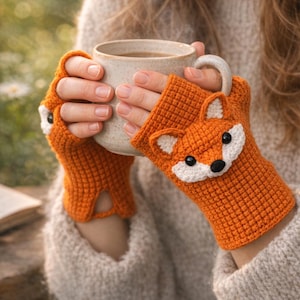 Haakpatroon Fox vingerloze handschoenen PDF | Woodland winterwanten
