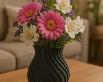 Modern Spiral Vase | 3D Printed Twisted Flower Vase | Minimal Home Decor