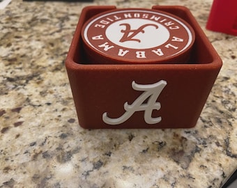 Alabama Crimson Tide Inspired 3D Printed Coaster | Fan Drink Coaster | Set of 4