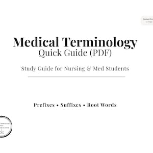 Medical Terminology Quick Guide · Printable Reference Sheet