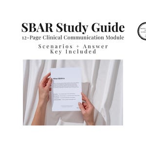 SBAR-studiegids 12 pagina's klinische communicatiemodule scenario's + antwoordsleutel afdrukbare pdf