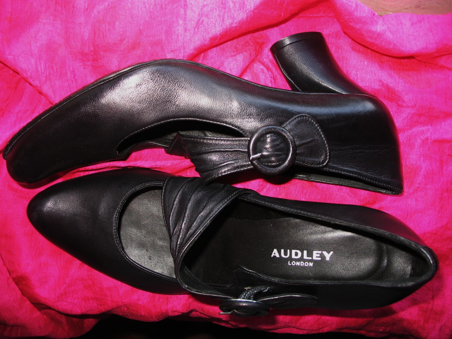 Espectacular zapatos Vintage cuero negro clásico - Etsy España