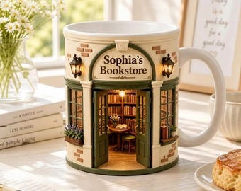 Personalized Bookstore Mug, Custom Book Lover Gift, Cozy Reading Nook Coffee Cup