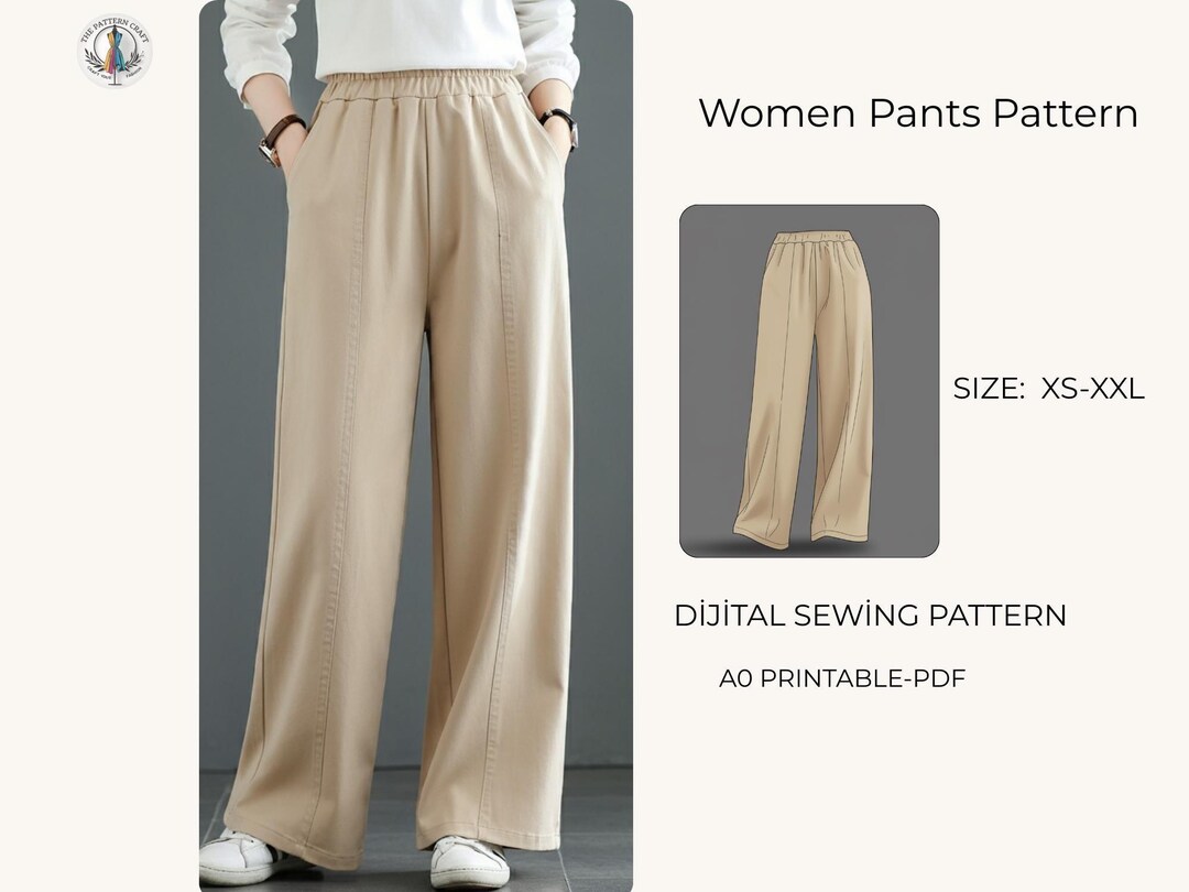 Wide Leg Palazzo Pants Sewing Pattern | Women's High Waist Trousers ...