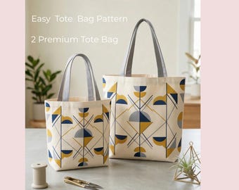 Molde para costura de bolsa tote geométrica estruturada (download em PDF)