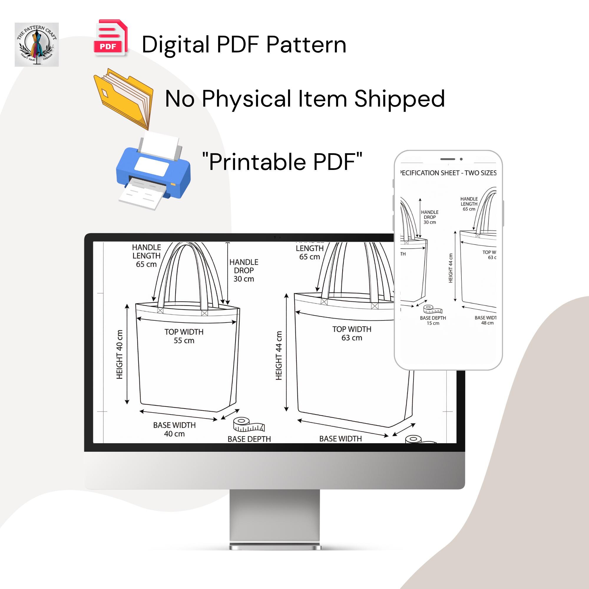 Tote Bag Sewing Pattern PDF, Cute Polka Dot Tote, Easy Beginner Sewing ...