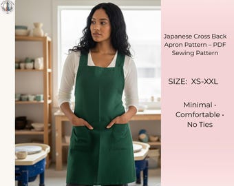 Molde para Avental Japonês com Costas Cruzadas | Costura de Avental Minimalista (Download em PDF)