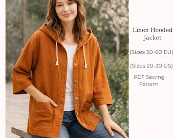 Molde para jaqueta oversized com capuz em linho, estilo minimalista japonês (Download em PDF)