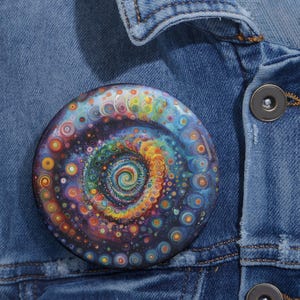 Cosmic Fibonacci Custom Pin Buttons, Groovy Fibonacci Swirl Pins, Unique Space Inspired Badge, Celestial Accessories, Math Geek Gifts