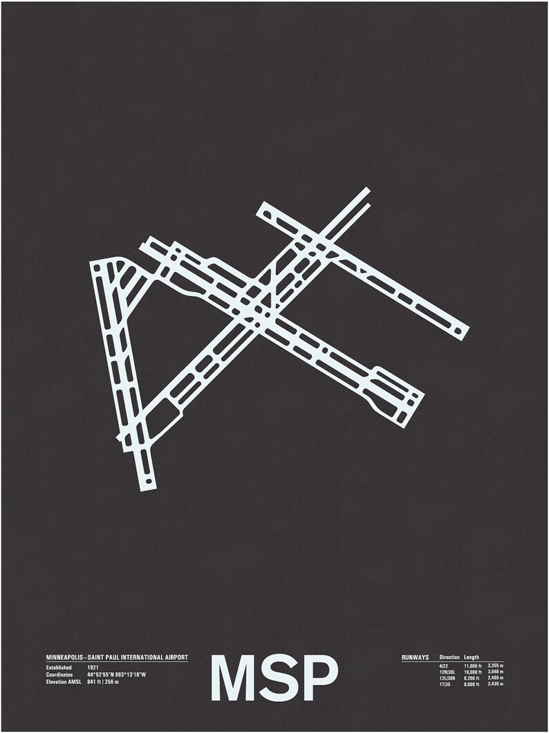 Msp Runways MSP: Minneapolis St-paul International Screenprint - Etsy