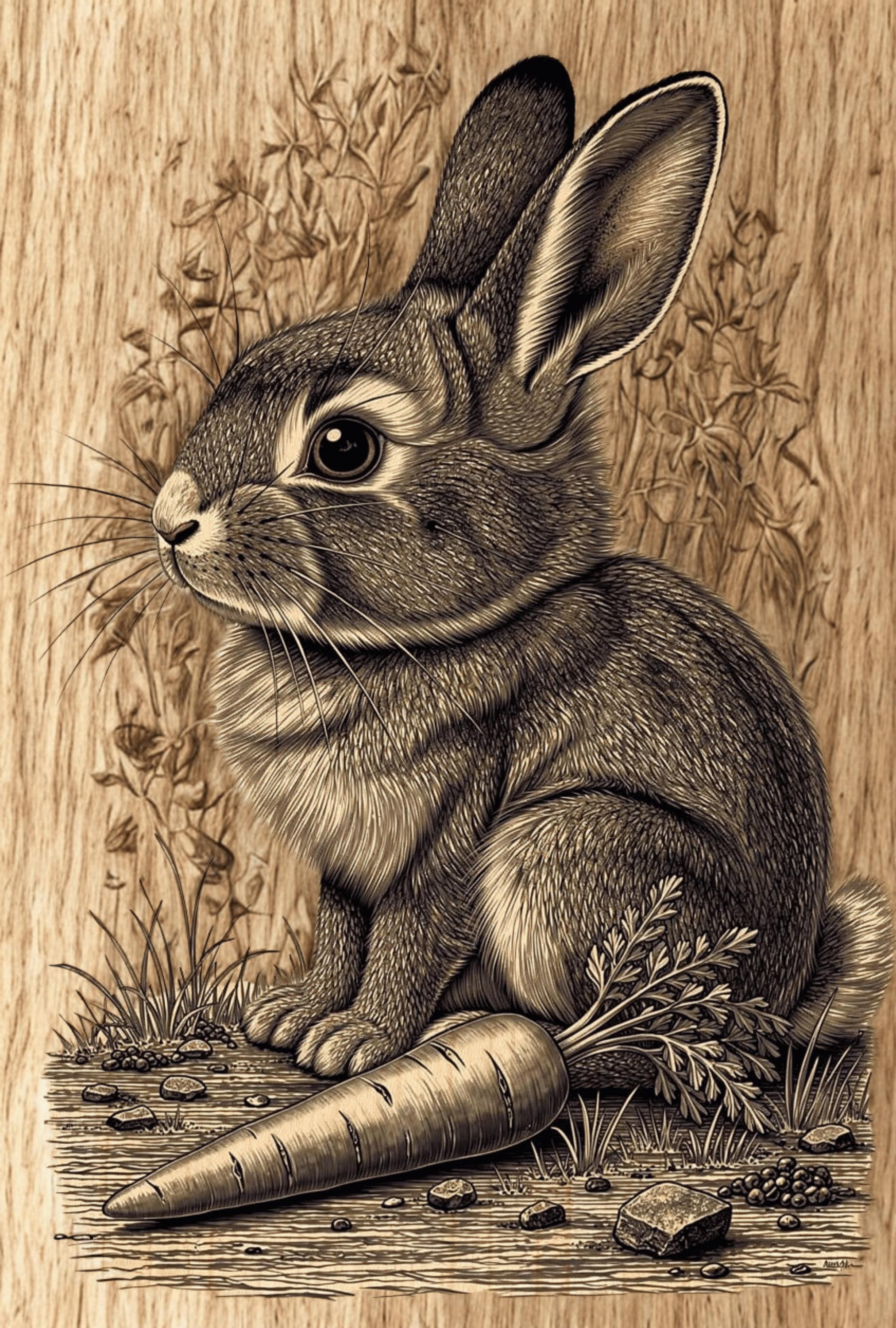 Rabbit Engraved Rabbit Engraving PNG | Bunny Laser Engraving File | Glowforge CNC ...