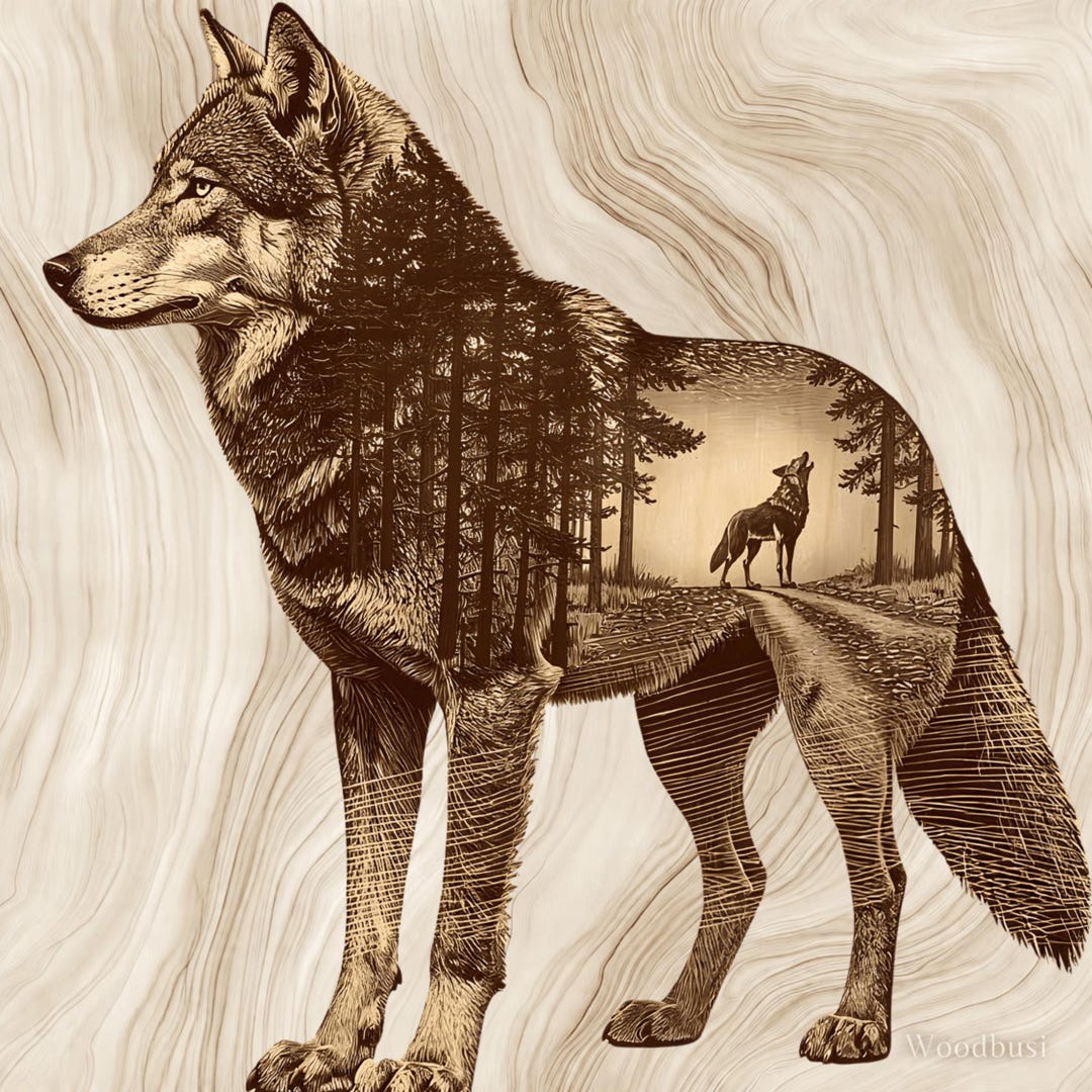 Wolf Double Exposure PNG | Forest Howling Wildlife Art (digital ...