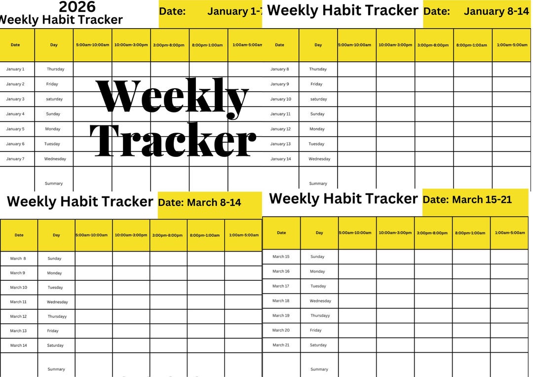2026 Weekly Planner Printable: Hourly Schedule, Daily Tracker (A4 PDF ...