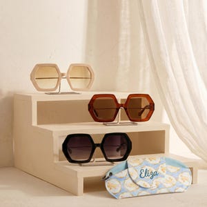 Gafas de sol hexagonales extragrandes, gafas de sol geométricas retro llamativas, gafas de sol de moda, monturas octogonales atrevidas, regalo para ella.