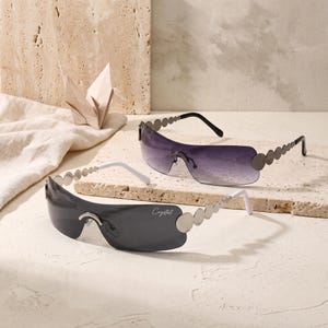Karl Lagerfeld Oversized Shield Sunglasses | Black Studded Rimless Karl Lagerfeld KL616S Tortoise Oversized Shield Sunglasses  main image 2