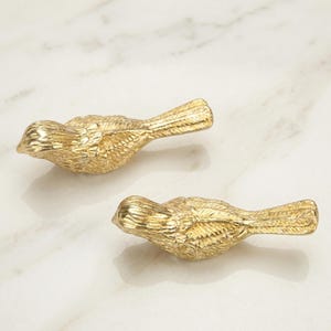 Messing Vogel Schubladenknöpfe, Gold Spatz Schrankbeschläge, Natur inspirierte Dresser Pulls, Vintage Möbelknöpfe für Kinderzimmer