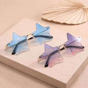 Gafas de sol con forma de estrella para fiestas / Gafas sin montura para festivales / Gafas de sol estilo años 2000 / Accesorios para fiestas rave / Gafas originales y divertidas