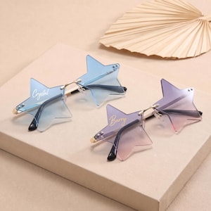 Star Shaped Party Sunglasses | Rimless Festival Glasses | Y2K Costume Shades | Rave Accessories | Fun Novelty Eyewear
