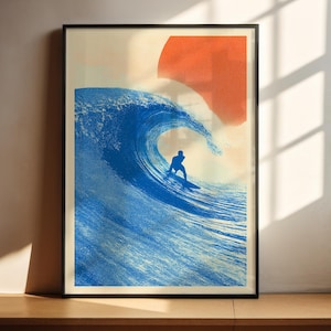 Retro Surf Poster | Surfer Wall Art | Vintage Coastal Decor | Boho Print