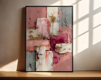 Pink Abstract Wall Art | Textured Block Painting Print | Blush Poster | Modern Home Decor