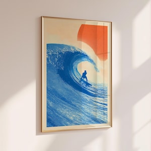 Retro Surf Poster | Surfer Wall Art | Vintage Coastal Decor | Boho Print
