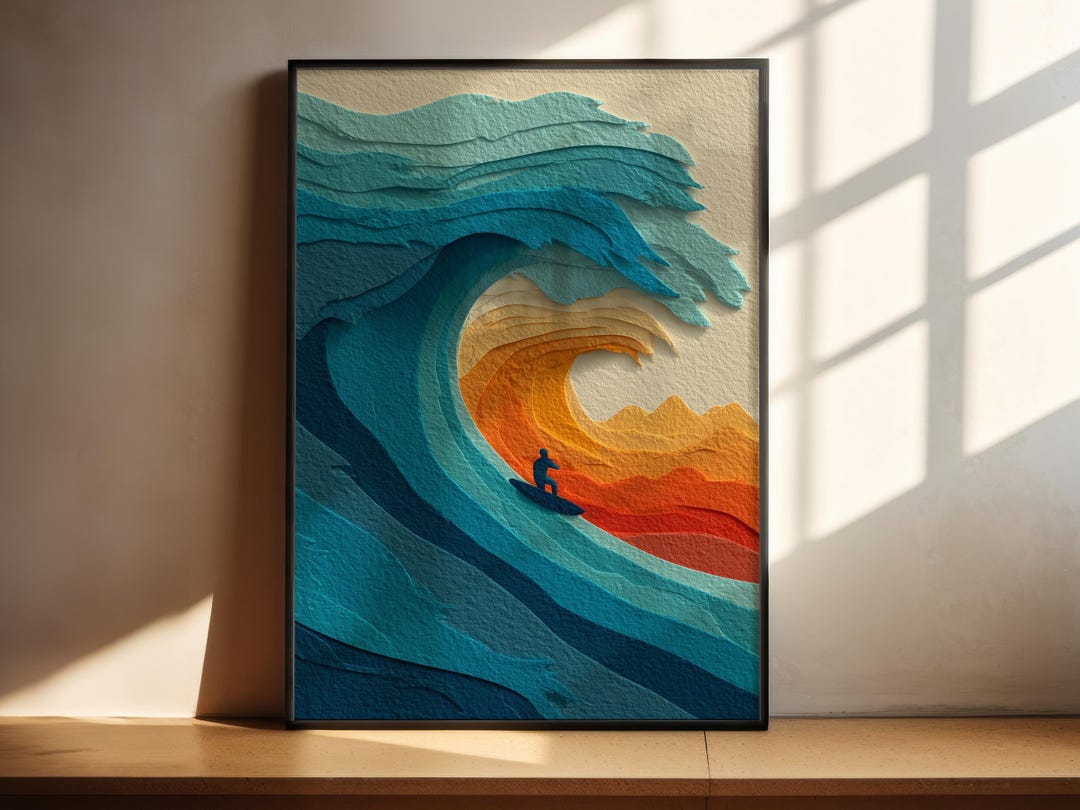 Retro Surf Poster | Surfer Wall Art | Vintage Coastal Decor | Boho ...
