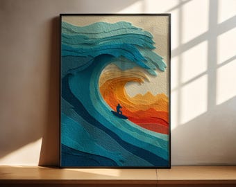 Retro Surf Poster | Surfer Wall Art | Vintage Coastal Decor | Boho Print