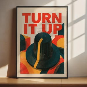 Väggkonst med "Skruva upp musiken" | Retro typografisk poster