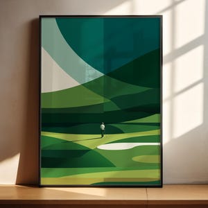 Abstract Golf Poster | Minimalist Golf Course Wall Art | Golfer Print