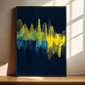 Sound Wave Art | Abstract Poster | Neon Audio Wave Print | Boho Decor