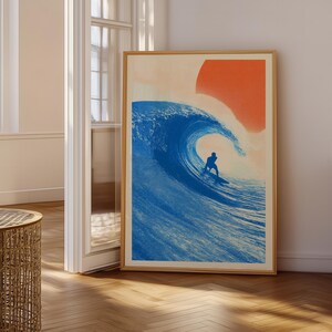 Retro Surf Poster | Surfer Wall Art | Vintage Coastal Decor | Boho Print