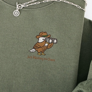 Eagle embroidered Sweatshirt, funny cute Bird shirt, Gift for dad & bird lover, Birthday, Fathers Day, Just Watching the Chaos tee, G18000
