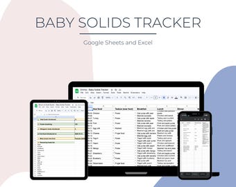 Baby Solids Tracker | Food Log, Allergen Tracker, BLW and Puree Planner |  Google Sheets & Excel (Digital Download)