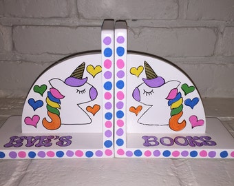 Pink Unicorn Wooden Bookends For Kids | Childrens Book Ends | Book Stoppers For Shelves, Kids - View #11