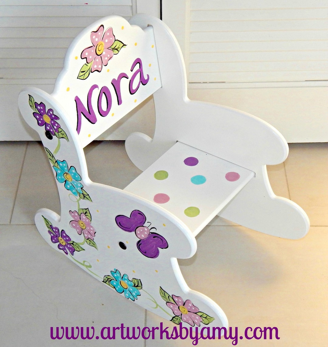 Personalized and Hand Painted Rocking Chair. - Etsy