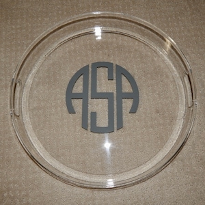 Monogrammed Round Acrylic Tray