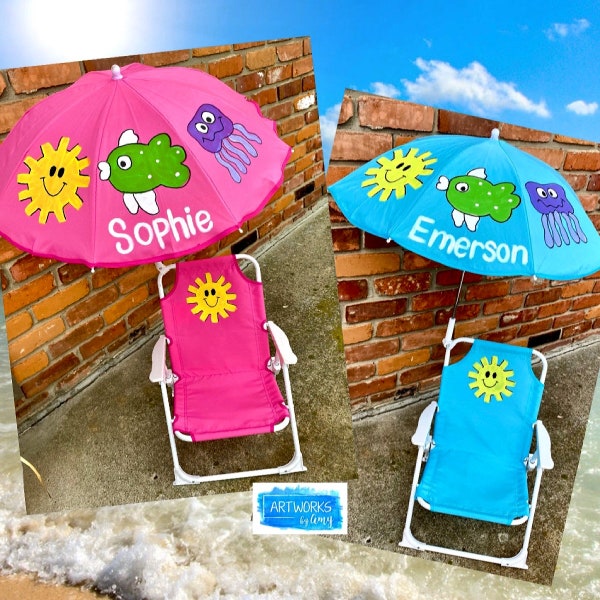 Personalized Umbrella Folding Beach Chair For Kids