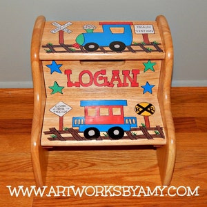 Train Theme Two Step Personalized Step Stool