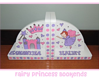 Fairy Princess Personalized & Hand Painted Bookends