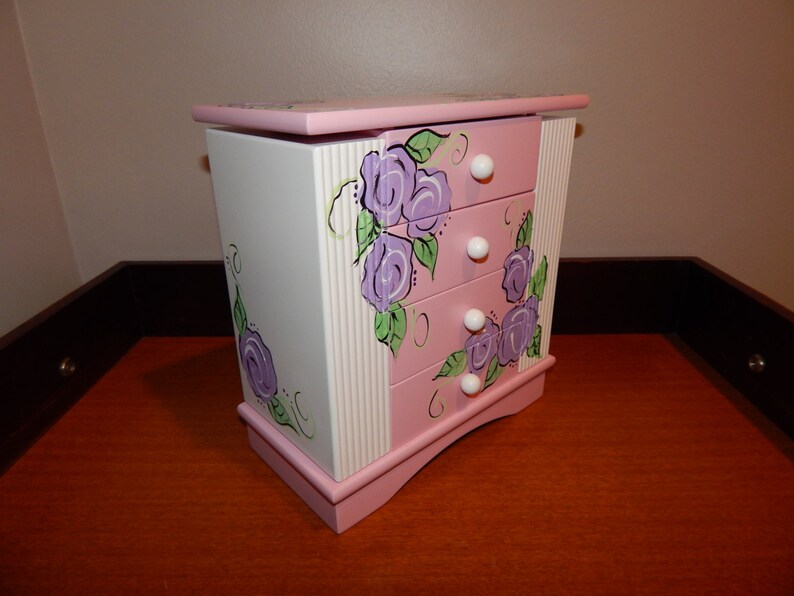 Personalized Armoire Jewelry Box in Pink and Ivory