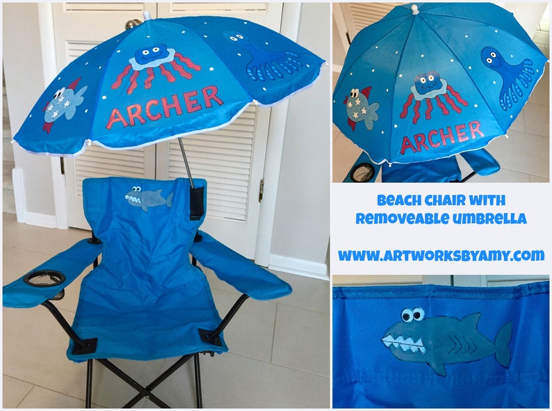 Chaise de camping personnalisée avec parapluie amovible image 3