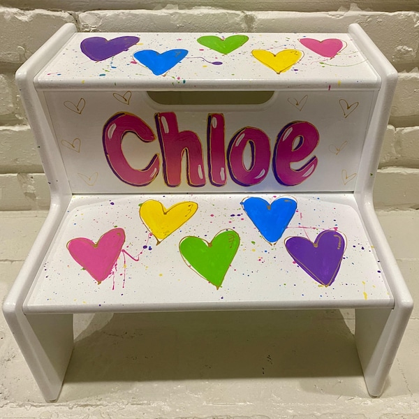 Hearts Design Two-Step Stool
