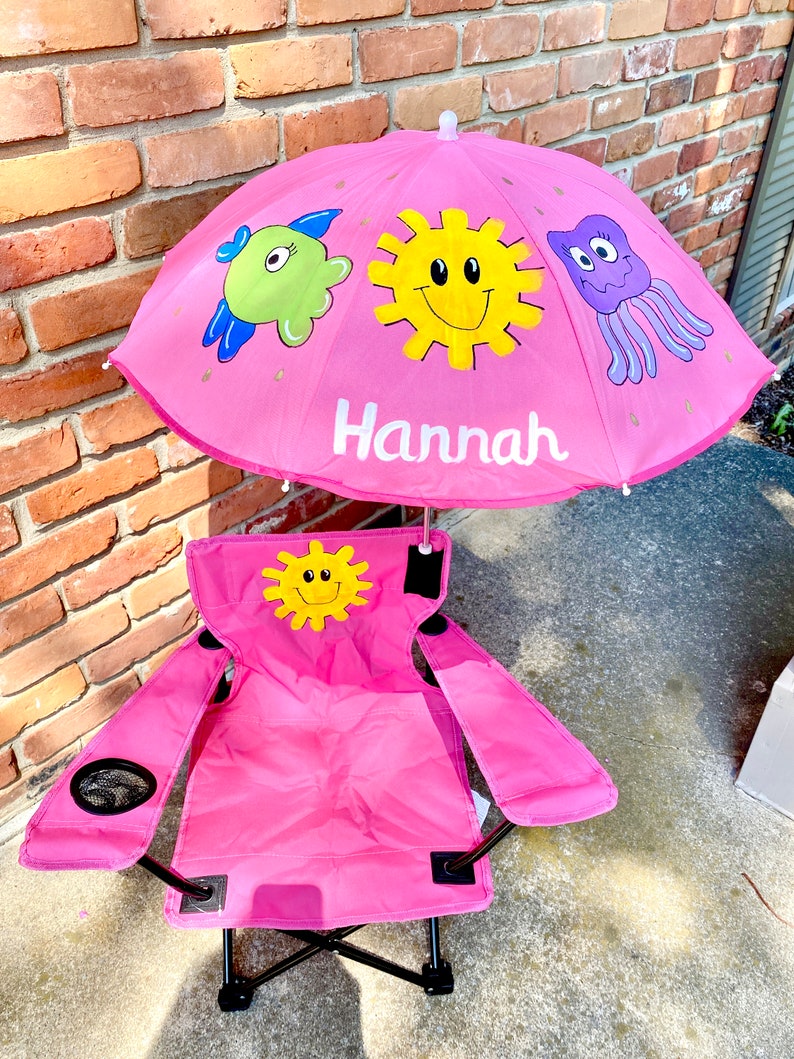 Chaise de camping personnalisée avec parapluie amovible image 1