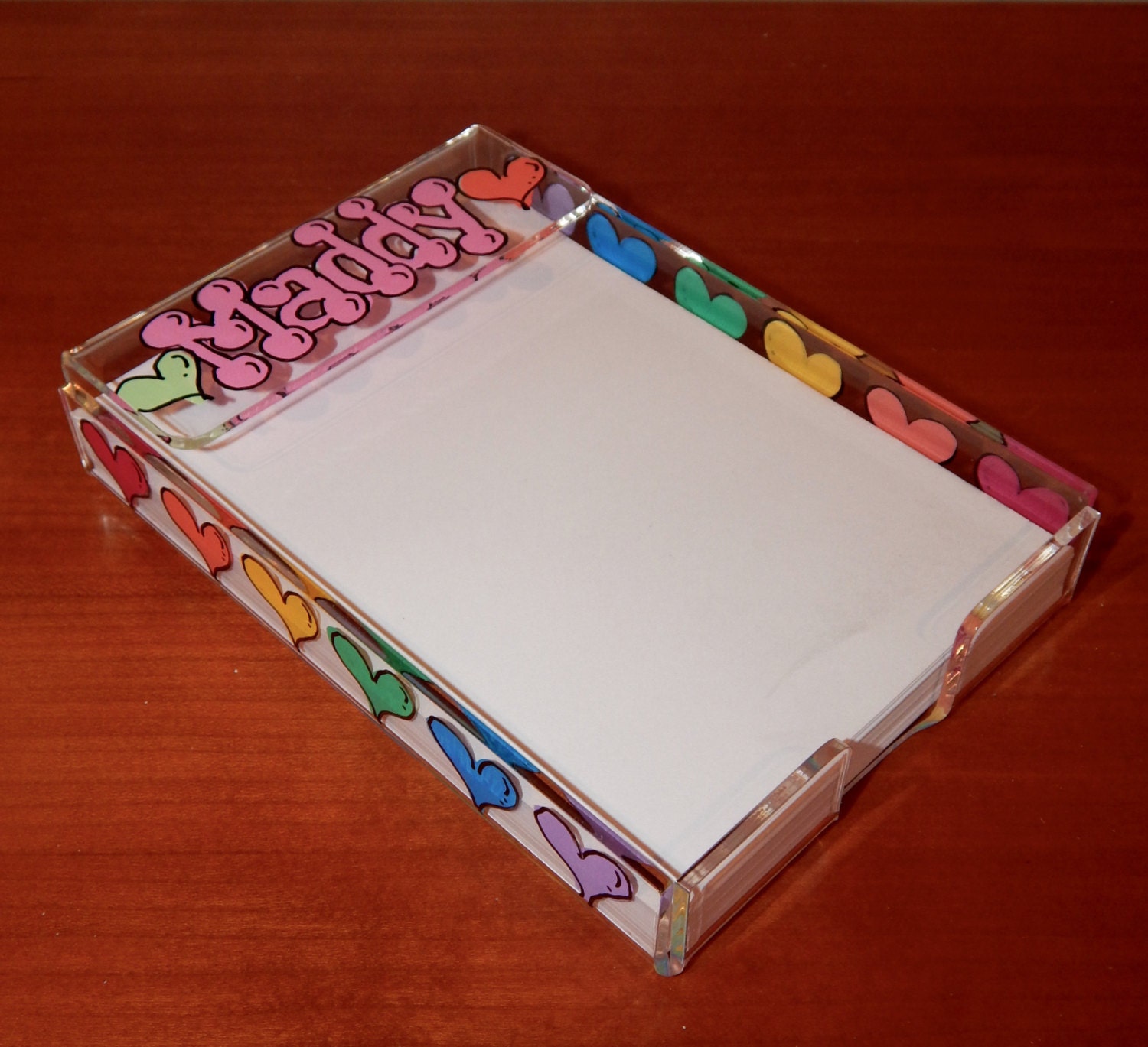 Personalized and Hand Painted Acrylic Note Pad Holder Etsy
