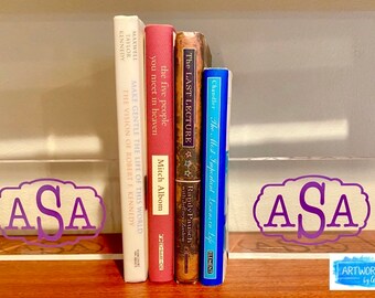 Monogrammed Acrylic block bookends