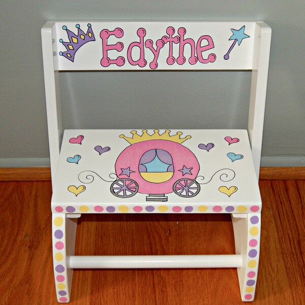 Princess Carriage Stepstool - Hand painted and Personalized