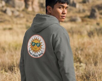 Good Vibes Only Sun hoodie | Retro Smiling Sun Graphic